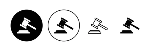 Набор Иконок Молотка Судья Вектор Значка Молотка Вектор Иконы Закона — стоковый вектор