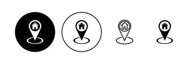 Adres simgesi ayarlandı. ev konumu simge vektörü