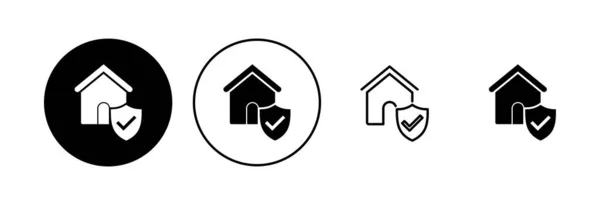 Conjunto Iconos Seguro Icono Protección Casa — Vector de stock