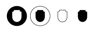 Kalkan simgesi ayarlandı. Koruma ikonu vektörü. Güvenlik vektör simgesi