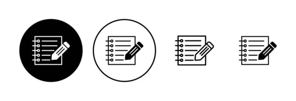 Conjunto Ícone Nota Vetor Ícone Notepad — Vetor de Stock