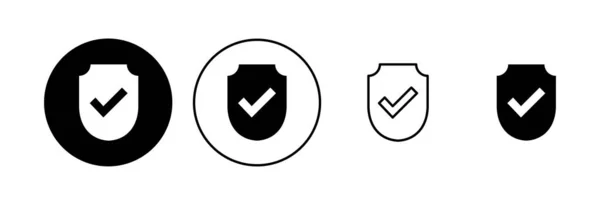 シールドチェックマークアイコンセット 保護承認サイン 安全なアイコンベクトル — ストックベクタ