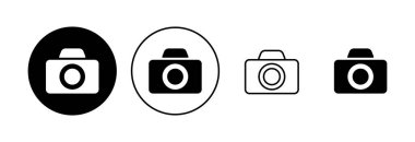Kamera simgesi ayarlandı. Fotoğraf makinesi simgesi. kamera fotoğrafçılık simgesi.
