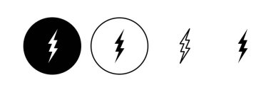 Şimşek simgesi ayarlandı. Elektrik ikon vektörü. Güç simgesi. enerji işareti