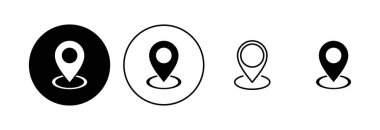 Pin simgesi ayarlandı. Konum simgesi vektörü. hedef simgesi. harita iğnesi