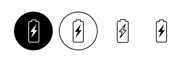 Zestaw Ikon Baterii Poziom Naładowania Akumulatora Ikona Ładowania Akumulatora — Wektor stockowy