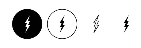 Набор Значков Молнии Электрический Иконный Вектор Значок Силы Энергетический Знак — стоковый вектор