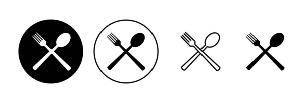 Lepel Vork Pictogram Set Lepel Vork Mes Icoon Vector Restaurant — Stockvector