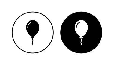 Balon simgesi ayarlandı. Parti balonu süsleme doğum günü vektörü. Balon siyah siluet simgesi