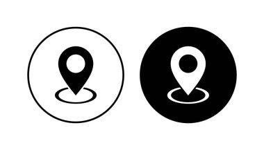 Pin simgesi ayarlandı. Konum simgesi vektörü. hedef simgesi. harita iğnesi