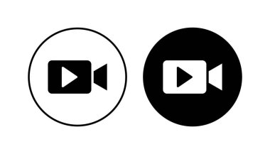 Video simgesi seti. Video kamera ikon vektörü. Film tabelası. Sinema