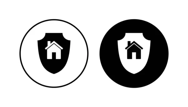 Icon Set Für Hausversicherungen Heimatschutz Ikone — Stockvektor