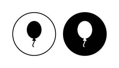 Balon simgesi ayarlandı. Parti balonu süsleme doğum günü vektörü. Balon siyah siluet simgesi