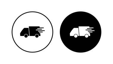 Hızlı nakliye kamyonu ikonu seti. Teslimat kamyonu ikonu. hızlı dağıtım simgesi