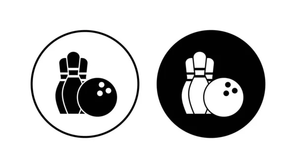 Bowling Pictogram Ingesteld Bowlingbal Pin Icoon Kegelspelden — Stockvector