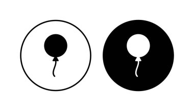 Balon simgesi ayarlandı. Parti balonu süsleme doğum günü vektörü. Balon siyah siluet simgesi