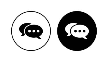 Sohbet simgesi ayarlandı. Konuşma balonu ikonu. Yorum simgesi vektörü. Mesaj var. Bizimle irtibata geç