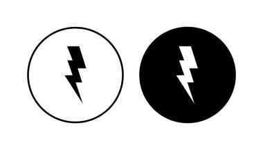 Şimşek simgesi ayarlandı. Elektrik ikon vektörü. Güç simgesi. enerji işareti