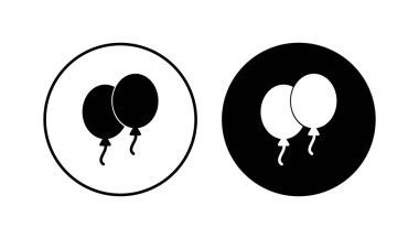Balon simgesi ayarlandı. Parti balonu süsleme doğum günü vektörü. Balon siyah siluet simgesi