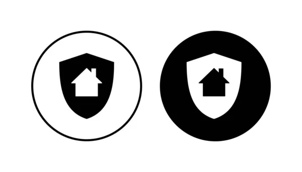 Home Verzekering Pictogram Set Pictogram Voor Thuisbescherming — Stockvector