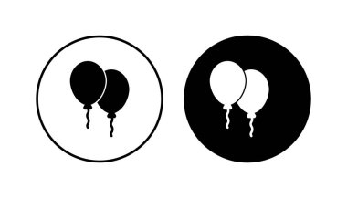 Balon simgesi ayarlandı. Parti balonu süsleme doğum günü vektörü. Balon siyah siluet simgesi