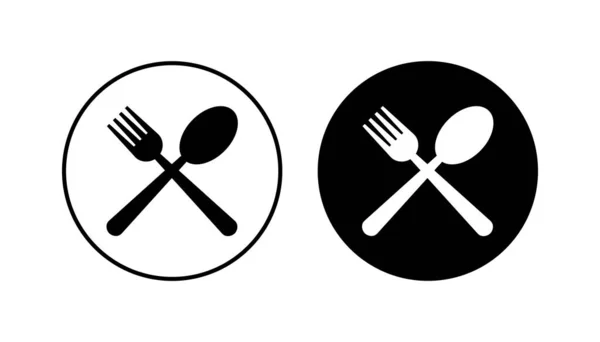 Kaşık Çatal Ikonu Seti Kaşık Çatal Bıçak Ikonu Vektörü Restoran — Stok Vektör