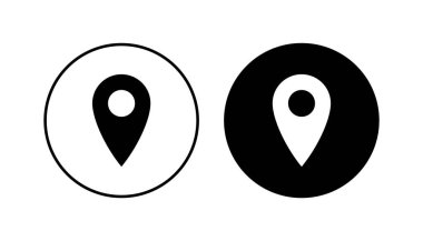 Pin simgesi ayarlandı. Konum simgesi vektörü. hedef simgesi. harita iğnesi