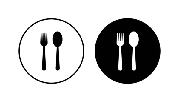 Löffel Und Gabel Icon Set Vorhanden Löffel Gabel Und Messer — Stockvektor