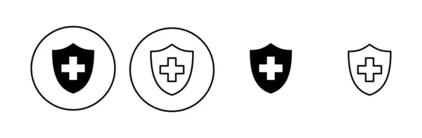 Conjunto Iconos Seguro Médico Seguro Salud Icono Del Documento — Vector de stock