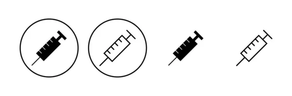 Injectiespuit Pictogram Set Vector Van Het Injectiepictogram — Stockvector