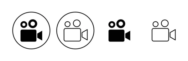Ensemble Icône Vidéo Icône Caméra Vidéo Vecteur Enseigne Cinéma Cinéma — Image vectorielle