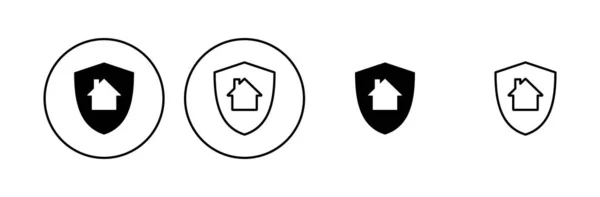 Inicio Icono Seguro Conjunto Icono Protección Del Hogar — Vector de stock