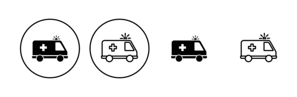 Ambulance Icon Set Ambulance Truck Icon Vector Ambulance Car — Stock Vector