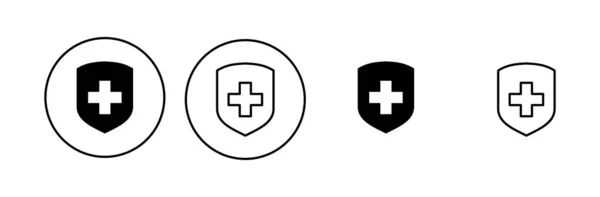 Conjunto Iconos Seguro Médico Seguro Salud Icono Del Documento — Vector de stock