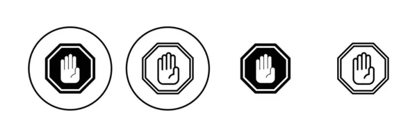 Stop Icon Set Stop Road Sign Hand Stop Icon Vector — Stock Vector