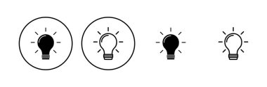 Lamba simgesi ayarlandı. Ampul simgesi vektörü. fikir sembolü.
