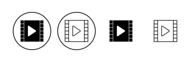 Video simgesi seti. Video kamera ikon vektörü. Film tabelası. Sinema