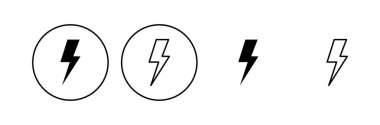 Şimşek simgesi ayarlandı. Elektrik ikon vektörü. Güç simgesi. enerji işareti