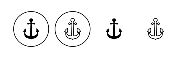 Набор Значков Якоря Логотип Якоря Якорная Икона — стоковый вектор