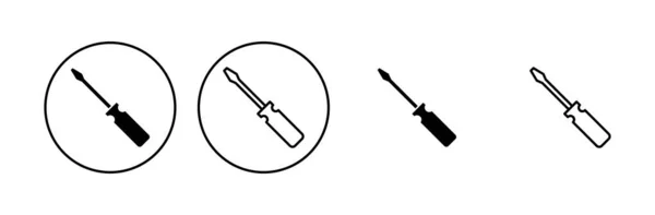 螺丝刀图标设置 工具图标向量 — 图库矢量图片