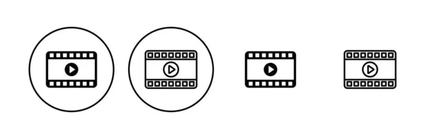 Zestaw Ikon Wideo Wektor Ikony Kamery Wideo Znak Filmowy Kino — Wektor stockowy