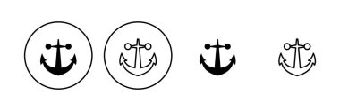 Çapa simgesi ayarlandı. Çapa sembolü logosu. Çapa deniz simgesi.