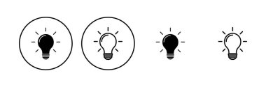 Lamba simgesi ayarlandı. Ampul simgesi vektörü. fikir sembolü.