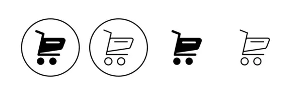 Shopping Ikone Gesetzt Warenkorb Symbol Trolley Symbolvektor — Stockvektor