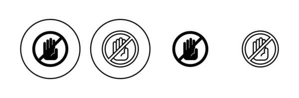 Detener Conjunto Iconos Detener Señal Tráfico Mano Stop Icono Vector — Archivo Imágenes Vectoriales