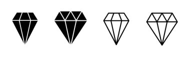 Elmas simgesi seti. Elmas mücevher vektör simgesi.
