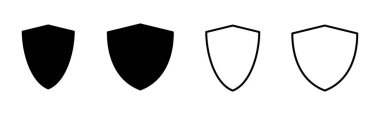 Kalkan simgesi ayarlandı. Koruma ikonu vektörü. Güvenlik vektör simgesi