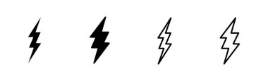 Şimşek simgesi ayarlandı. Elektrik ikon vektörü. Güç simgesi. enerji işareti