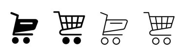 Alışveriş ikonu seti. Alışveriş arabası ikonu. Trolley simge vektörü