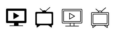 Televizyon ikonu ayarlandı. televizyon simgesi vektörü